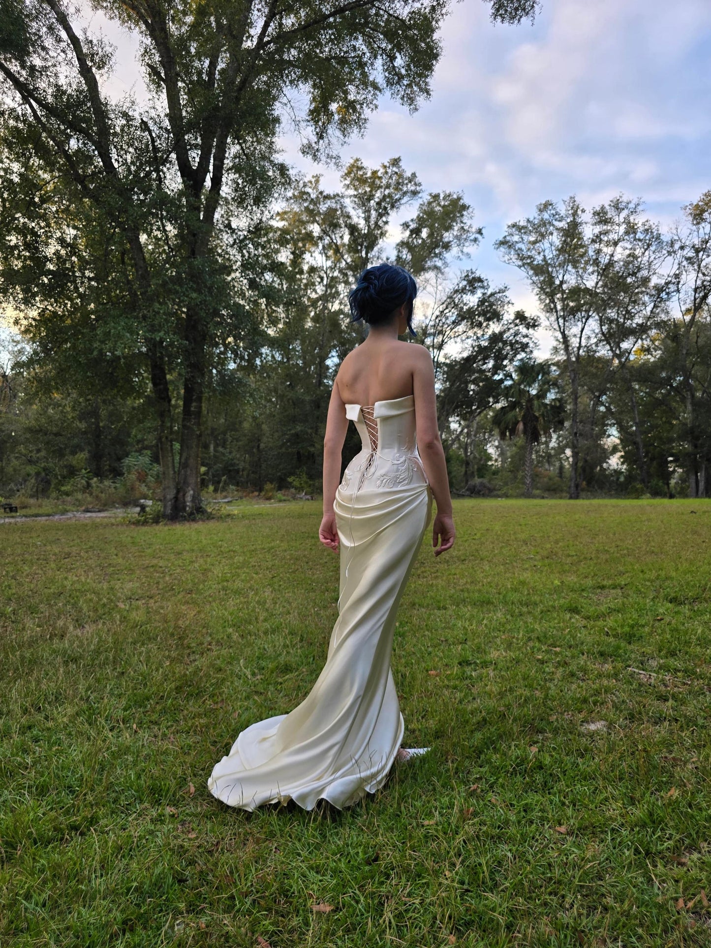 MARION | Pre-Order Custom Couture Bridal Cream Off White Silk Duchess Satin Embroidery Corset Dress Gown