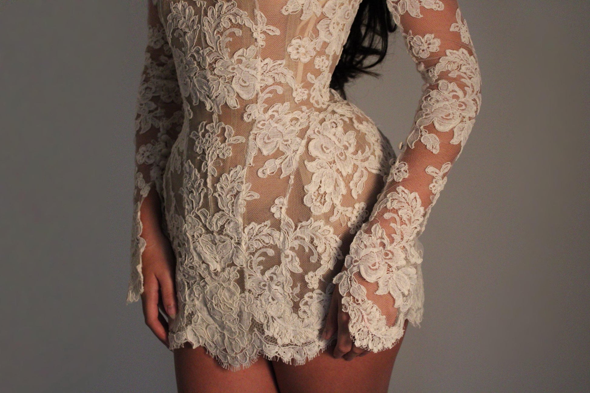 FATIMA | Pre-Order Custom Bridal Cream Off White Vintage Antique French Lace Corset Dress