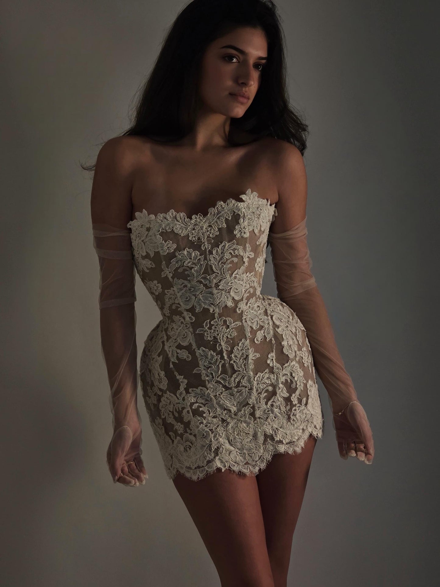 FATIMA | Pre-Order Custom Bridal Cream Off White Vintage Antique French Lace Corset Dress