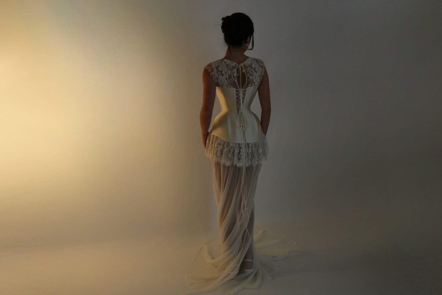 VIOLET + WILLOW | Pre-Order Custom Bridal Cream Ivory Off White French Chantilly Lace Silk Corset Mini Dress